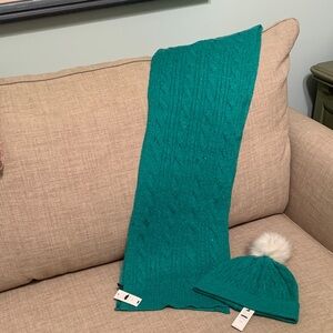 Talbots light green knit Scarf & Hat- New
